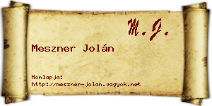 Meszner Jolán névjegykártya